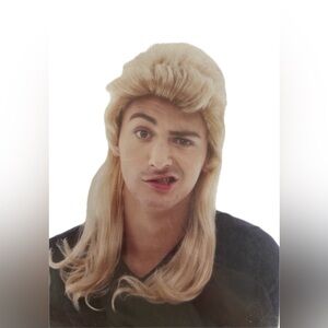 Halloween Mullet Costume Wig Adult 14+ Blond Long Hair Celebrate
